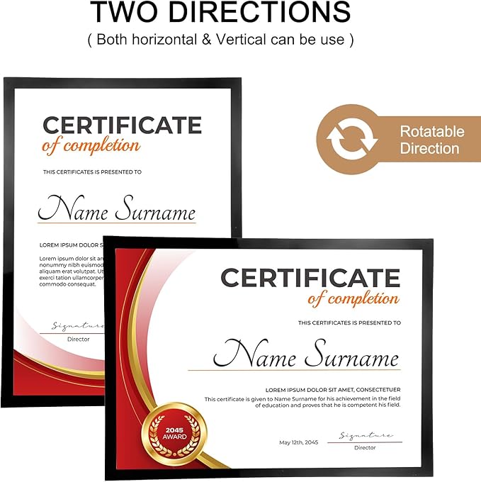 uxcell 2 Pcs Magnetic Sign Holder, 11.7" x 16.5" Self-Adhesive Magnetic Wall Signs Holder Magnetic Picture Frame Document Holder for Home Office Wall Window Displays, Black