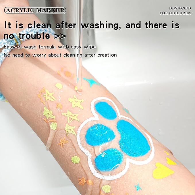 kander 12 Colors Dual Tip Acrylic Paint Markers, Yellow Orange Color — Extra Fine & Soft Brush Pen Set with Direct Ink Flow for Sketching, Detailing, Coloring on Wood, Canvas, Rock, Glass, DIY Crafts