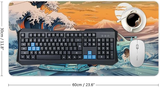 Large Desk Mats on Top of Desks Pad Big Mousepads Gaming Cool Mouse Pads for Desktop Office Supplies Accessories R33 Great Wave Japanese JDM Car 23.6 x 11.8 inch