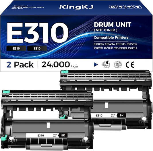 E310 E310dw Drum Unit(Not Toner)Black 2-Pack High-Yield Replacement for Dell P7RMX PVTHG 593-BBKD Image-Drum Compatible for Dell E310dw E514dw E515dn E515dw E310 E514 E515 Laser Printer Ink All-in-One