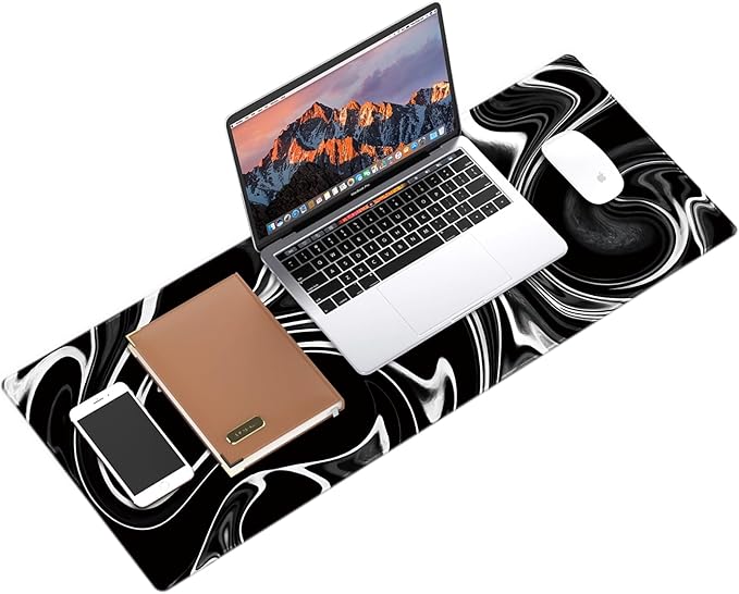 Galdas Gaming Mouse Pad XXL XL Large Mouse Pad Long Extended Big Mousepad Non-Slip Rubber Keyboard Mouse Pad with Stitched Edges for Laptop Home Office (31.5x11.8x0.08 Inch) … (Wave Black)