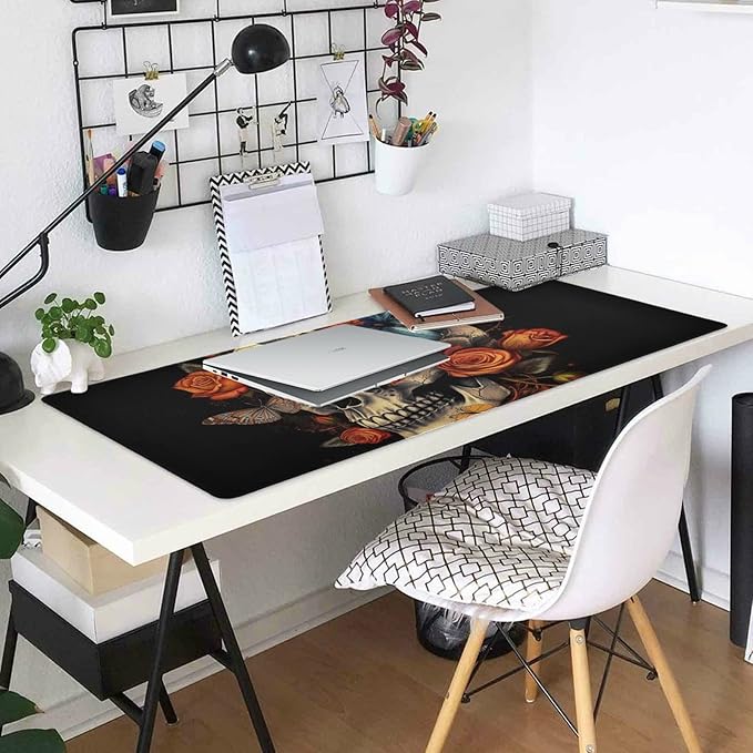 Day of The Dead Skull XL Mouse Pad - Non-Slip Mouse Pad Protector for Gaming and Office, Large 35.5x16 Inch Easy Gliding Computer Mouse Pad with Rubber Base