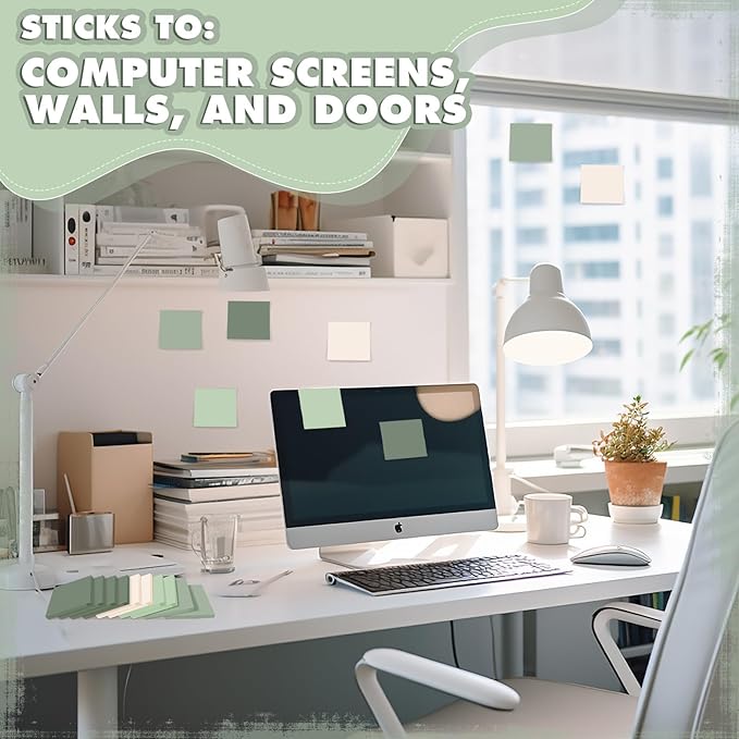 Fainne 24 Pack Sticky Notes Bulk Back to School Supplies Self Stick Note Pads Paper Memo for Office First Day of School Student Teacher Essentials (2 x 2 Inches,Green)