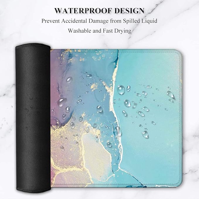 LATEEFAH Large Mouse Pad and Keyboard Wrist Rest, Desk Pad for Keyboard and Mouse, Extended Gaming Mouse Pad with Wrist Support, Waterproof Non-Slip Desk Mouse Mat for Office, Home