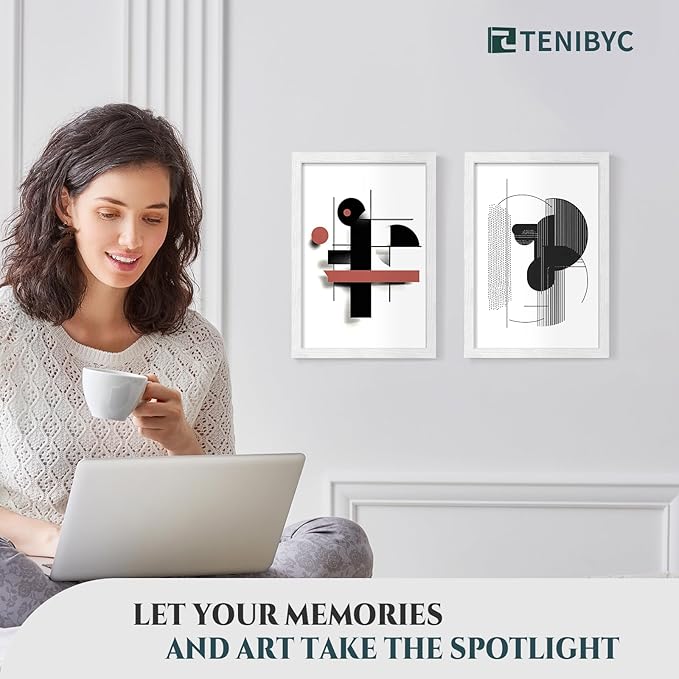 13x19 Picture Frame 4 Pack - White Solid Wood Poster Photo Frame - Tempered Glass - Woodgrain Series - Room, Office, Gallery, Studio Display - Wall Hanging