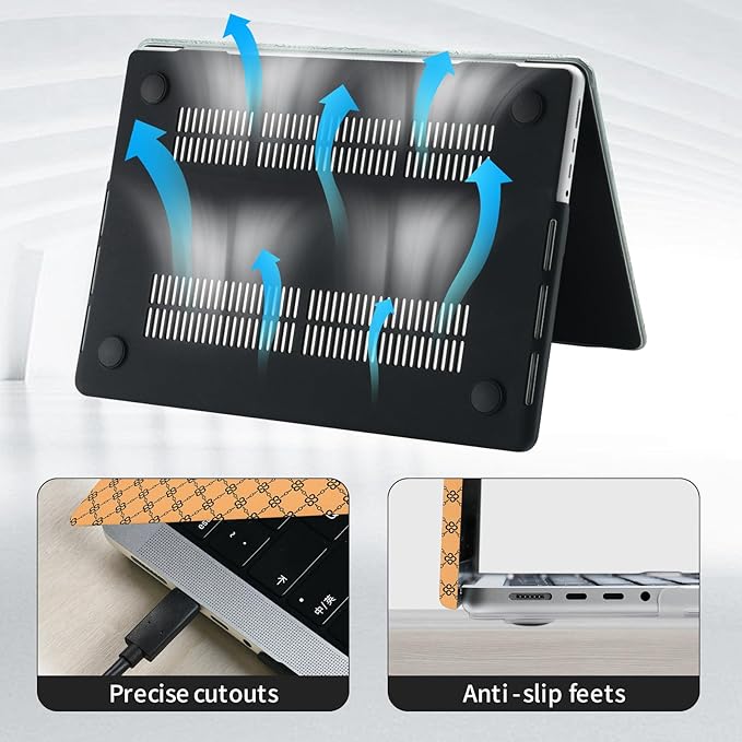 DTangLsm Compatible with MacBook Air 13 inch Case 2025-2022 M4 M3 M2 A3240 A3113 A2681, Luxury Checkered Textured Vintage Leather Retro Hard Shell Case for MacBook Air 13.6 inch+Keyboard Cover,Yellow