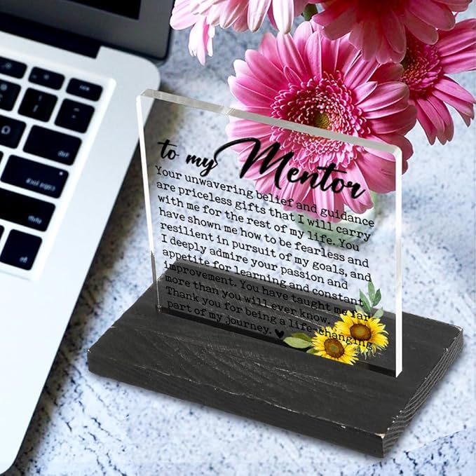 FOKCBOCM Thank You Appreciation Gift for Mentor, Going Away Gifts Retirement Gift for Mentor Teacher Counselor, Acrylic Decorative Signs 3.9 * 3.9 inch-DX334