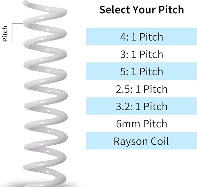 Rayson 9/16" Plastic Spiral Binding Coil, 115 Sheets Capacity, 4:1 Pitch 14.3mm White Coil Binding Spines for Business and Educational Purposes, Pack of 100