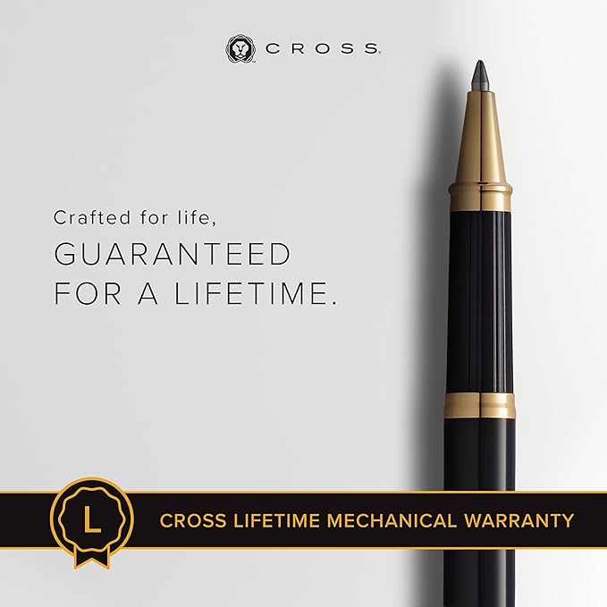 Cross Century II Refillable Rollerball Pen Presented in a Luxury Gift Box - Medium Point, Black Ink, Black & Gold