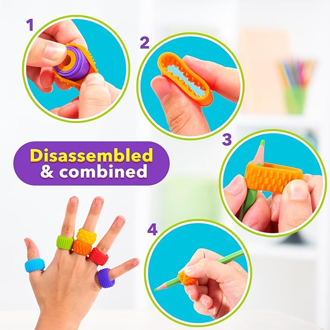 Sensory Fidget Toys for Kids Adults: Weighted Pencil Grips for Kids Handwriting Autism ADHD Tools- Silicone Textured Finger Spinners- Classroom Must Haves Anxiety Relief Items Stocking Stuffers