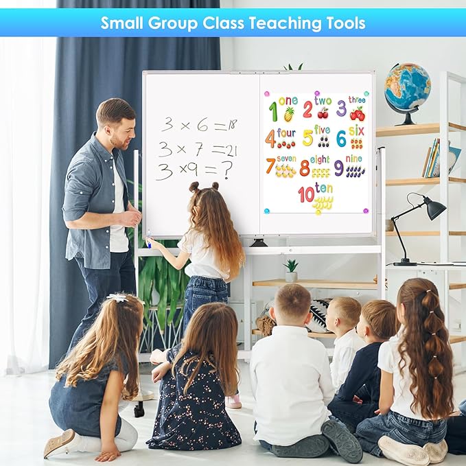 maxtek Rolling Whiteboard, 48x36 Large Magnetic White Board with Stands, Big Double-Sided White Board Dry Erase on Wheels for Homeschool, Home Office, Office, School (Silver, 48 x 36)