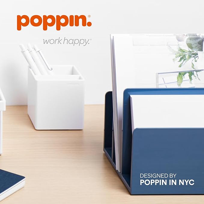 Poppin Stylish Retractable Gel Pens - Fine Point Pens with 0.7mm Tip, Smooth Writing Ink, Metal Clip, 12 Pack (White with Black Ink)