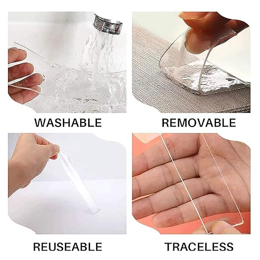 Realth Heavy Duty Nano Double Sided Tape - 2 inch x 16.5 ft, Clear Mounting Tape for Walls, Posters, Photos, Halloween Decor, Store Display, Cards – Removable, Washable, No Residue