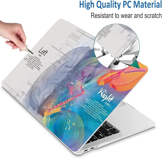 Compatible with MacBook Pro 13 Inch Case M2/M1 2025 2022-2017 A2338 A2289 A2251 A2159 A1989 A1706 A1708 Plastic Hard Shell Case&Keyboard Skin&Mac OS Keyboard Sticker (Music Left Right Brain)