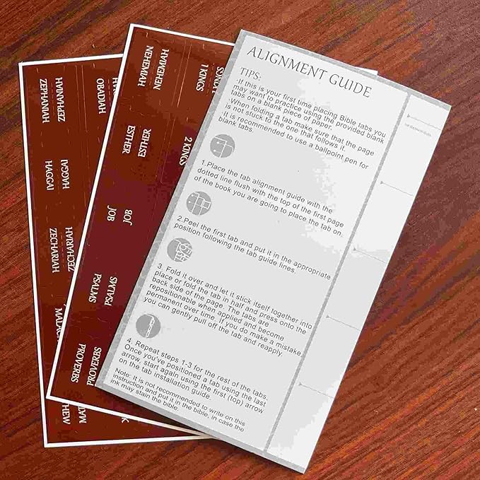Thinkor Reposition Laminated Bible Tabs, Large Print Stickers, Easy to Read & Apply Bible Tabs for Women & Man (Leather Color)