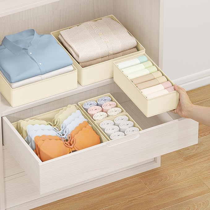DIMJ Drawer Organizer Clothes Storage - 24 Pack Baby Dresser Organizer for Nursery, Small Fabric Closet Drawer Organizer Bins for Underwears Socks, Foldable Storage Dividers Organization for Bedroom