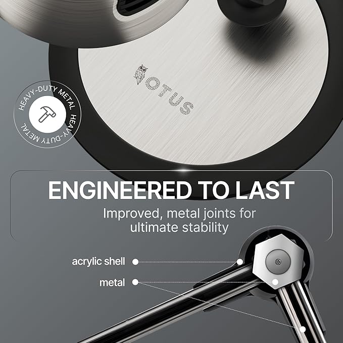 OTUS Desk Lamp for Home Office | Tall LED Architect Desk Light with Gesture Control & Touch | 1500 Lux Eye-Caring Dimmable for Study, Reading, Video Calls | 12 Levels & 3 Colors | Metal Swing Arm Lamp