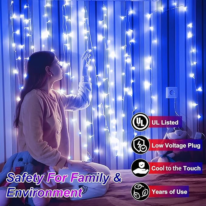 1500 LED 470FT Christmas String Lights Outdoor, 12 Pro Modes and Timer Memory & Brightness, Plug in Waterproof Clear Wire Twinkle Light for for Xmas Yard Tree Wedding Party Decor (Blue)