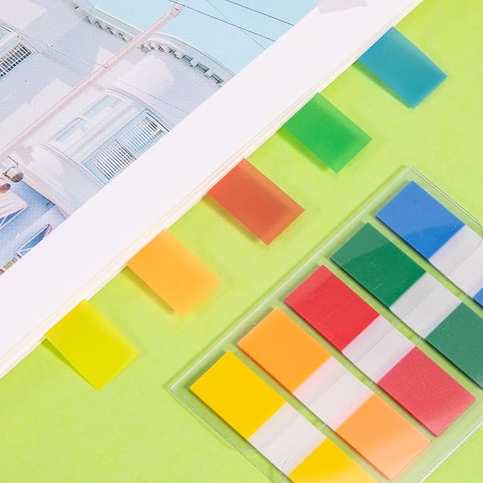600 Pieces Tabs 2'' Sticky Tabs, Writable and Repositionable File Tabs Flags Colored Page Markers Labels for Reading Notes, Books and Classify Files, 22 Sets 10 Colors