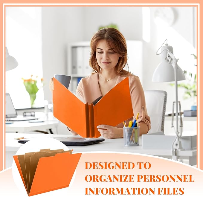 Skyygemm 12 Pcs Classification Folders Letter Size, 3 Divider Pressboard File Folder with Fasteners, Expanding File Organizer Bulk for Teachers, Clergy, Office, Church, Christmas Donations (Orange)