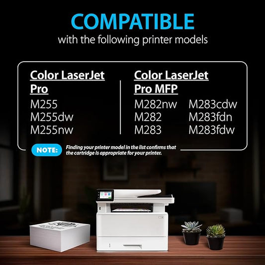 Smart Ink Compatible 206A Toner Replacement for HP 206A Toner Cartridges 4 Pack 206X with Chip to use with Color Laserjet Pro MFP M283fdw M283cdw Laserjet Pro M255dw M255nw (Black Cyan Magenta Yellow)