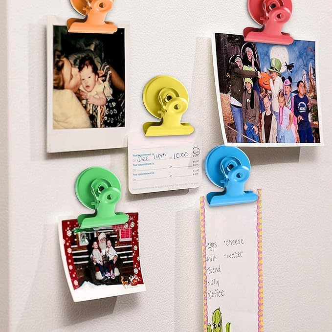VNDUEEY 12 Pack Colorful Strong Magnetic Clips, Fridge Magnets Refrigerator Magnets, Clips Magnets for Whiteboard, Locker, Kitchen, Office Organizing Decorating (Multicolored)