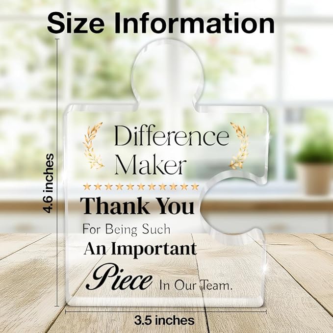 Team Gifts for Employees, Thank You Appreciation Gift for Coworkers Colleagues Employees, Best Team Ever Gifts Difference Maker Acrylic Puzzle Piece Plaque Office Decor