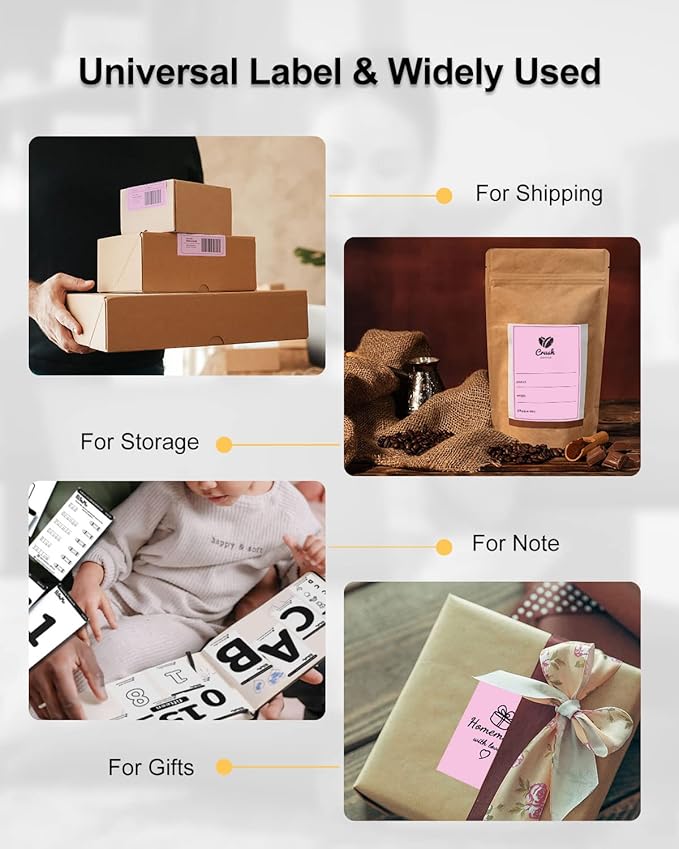 Phomemo 4x6 Thermal Label Printer Paper - 100 PCS Pink 4"x6" Fan-Fold Shipping Supplies Labels - Water/Oilproof Mailing Label - Permanent Adhesive Thermal Shipping Labels for Ship Packages