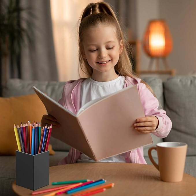 10Pack Black Acrylic Pen Holder, Desktop Pencil Organizer Makeup Brush Holder Acrylic Pencil Cup Stationery Pencil Holder for Desk Office Pen Organizer