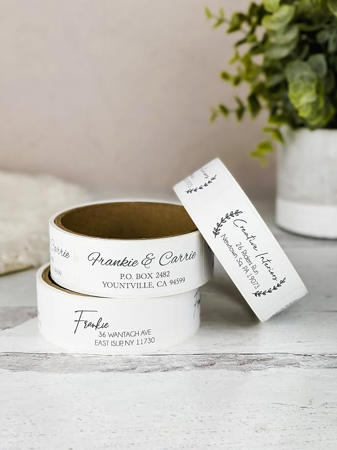 Personalized Return Address Labels - Custom Address Stickers on Rolls (250-500 Labels) (Script)