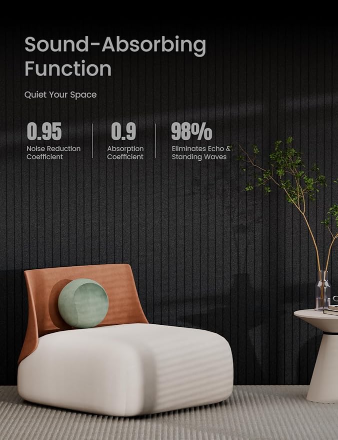 Bumusty Large Cork Board Alternative-36 x24 Felt Bulletin Board Tiles, with 30 Pushpins, 40 Adhesive Tabs, 6-Pack Slat Wall Paneling, Cork Boards for Office Push Pin Board Felt Board-Black