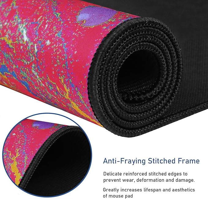 Large Extended Gaming Mouse Pad with Stitched Edges, Durable Non-Slip Natural Rubber Base, Waterproof Computer Keyboard Pad Mat for Esports Pros/Gamer/Desktop/Office/Home - Red Green