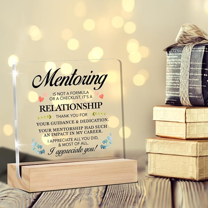 Thank You Mentor Gifts I Appreciation You Clear Desk Decorative Sign Grateful Appreciation Gift for Boss Coach Mentor Acrylic Sign with Stand Table Plaque Sign Keepsake