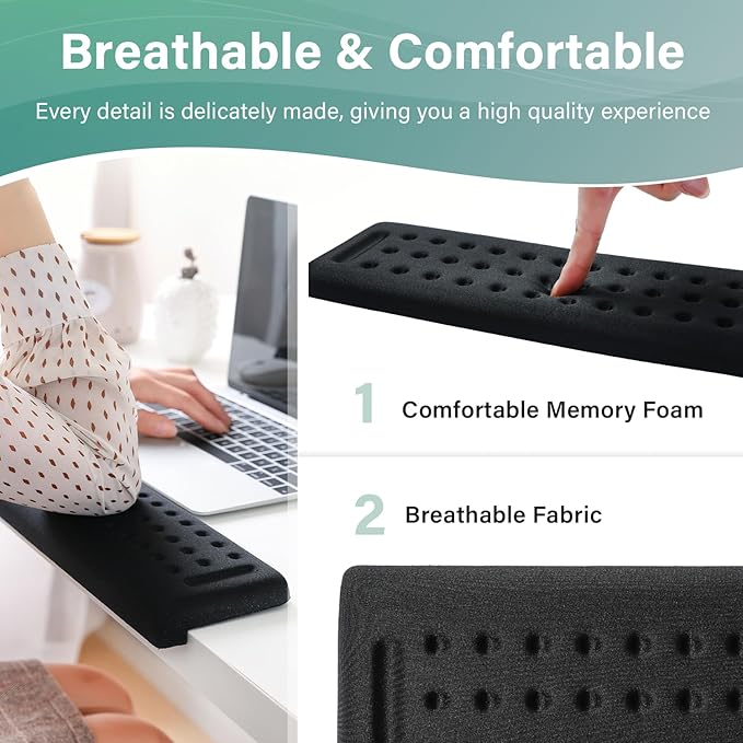 L-Shaped Desk EdgeRest, 2-Piece Set, Plam & Wrist & Forearm & Elbow Comfort Support for Table or Desk Edge, Non-Slip, Memory Foam Padding, Ergonomic Design, Separate Design (15.7 * 3.9 inch)