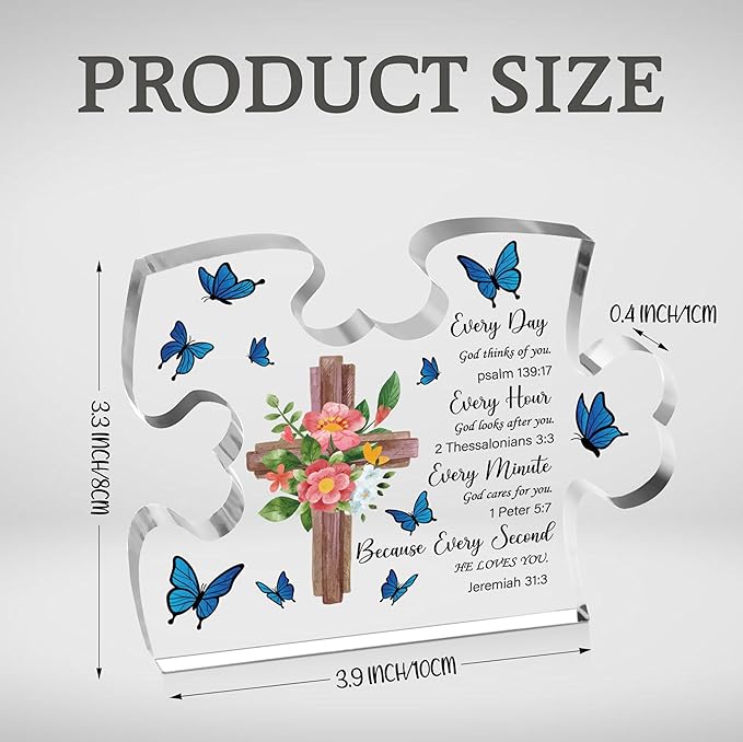 Christian Gifts for Women, Engraved Acrylic Block Heart Puzzle with Gift Box, Bible Verse Gifts, Inspirational Gifts, 3.9 x 3.3 Inch Engraved Acrylic Keepsakes - PT27