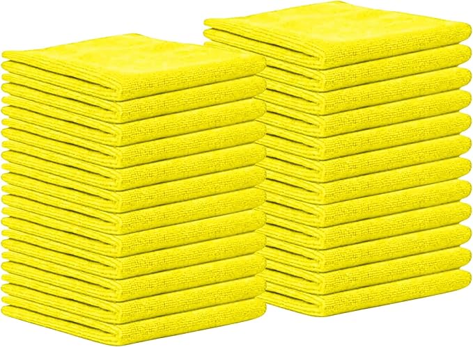 Microfiber Cleaning Cloth for Kitchen & households, Towels for Cars. (300gsm) (Pack of 24 Yellow)