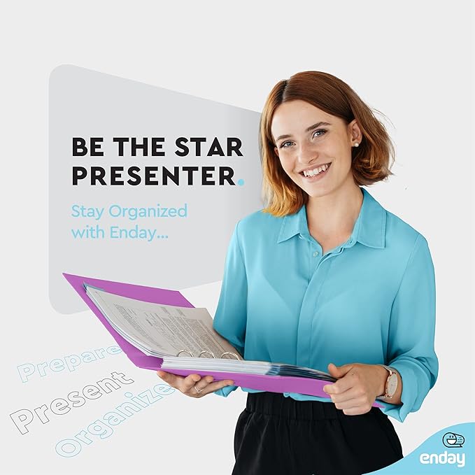 ½ Inch 3 Ring Binder .5 inch Purple Clear View Cover with 2 Inside Pockets, Colored School Supplies Office and Home Binders – by Enday