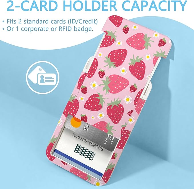 Gctriki Teacher Lanyard with id Holder, Cute Strawberry Lanyard for Keys, Funny Retractable Badge Reel Clip Keychain, Pink Lanyards for ID Badges Holder Nurse Teacher Workers Women Office Gifts