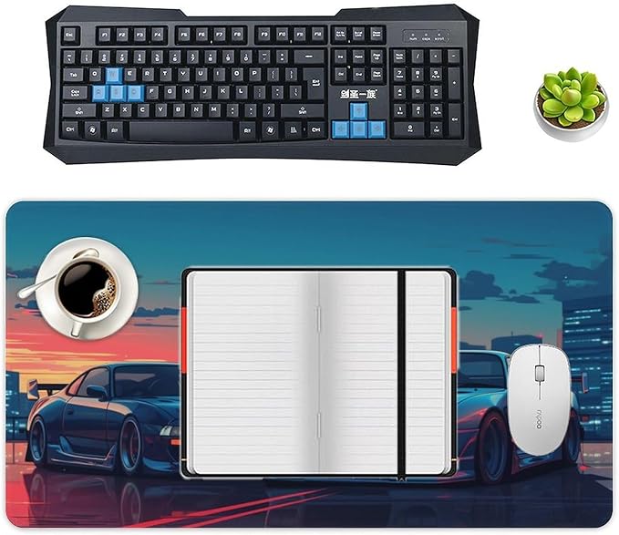 JDM Car Desk Mats on Top of Desks Pad Japanese Large Mouse Pads Gaming Cool Classic Sports Car JDM Big Mousepad for Desktop Keyboard Computer Mat 40X75cm