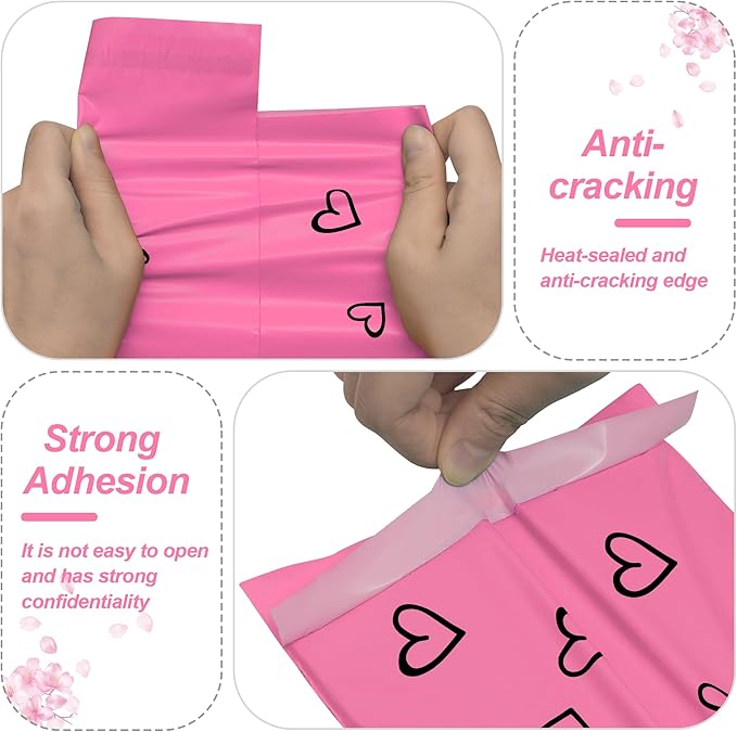 JinRuiKJ Thank You Poly Mailer 6x9 Inch 100 PCS, Shipping Bags for Clothing, Packaging Bags for Small Business, Strong Adhensive, Waterproof and Tear-Resistant Mailing Envelopes, Pink