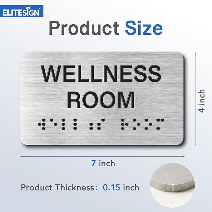 Custodian Signs with Raised Text & Grade 2 Braille, Brushed Aluminum/Silver Finish Easy Install with Double-Sided Tape, ADA Compliant Custodian Door Sign for Businesses & Offices