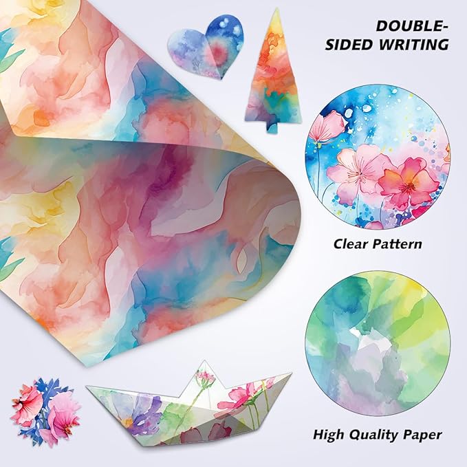24 Sheets Floral Scrapbook Paper 30x30cm Watercolor Flower Patterned Double Sided Scrapbooking Decorative Craft for Card Making Kit Cardstock Origami Paper Supplies