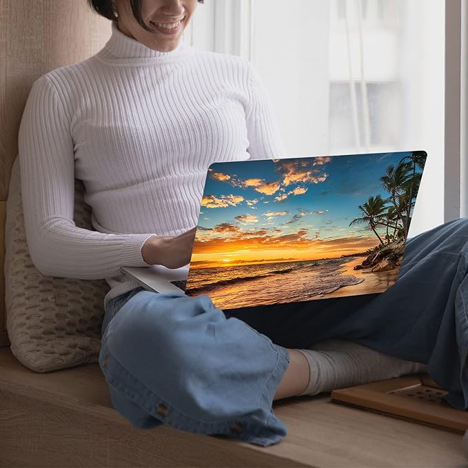 KEROM Compatible with MacBook Pro 16 inch Case 2024-2021 M4 M3 M2 M1 Pro/Max Chip A3403 A3186 A2991 A2780 A2485, Protective Plastic Hard Shell Case & Keyboard Cover, Has Logo Cutout, Beach Sunset