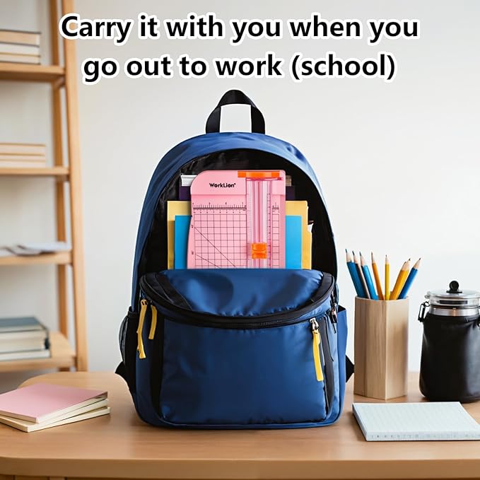 WORKLION Straight Paper Cutter For crafting – Pink 12 Inch Paper Trimmer With Security Safeguard and Side Ruler, Perfect for Cardstock, Coupon,Photos and Crafting Paper.