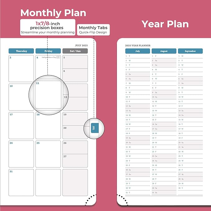 Planner 2026 Daily Weekly and Monthly,6.5"x3.75",12 Months Spiral Bound Calendar Agenda with Self-adhesive Pen Holder,2026 Appointment Book with Vegan Leather Soft Cover,Rose Red