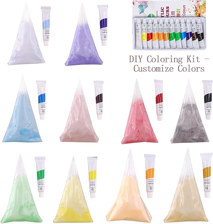 BoFUN Decoden Simulation Cream Glue DIY Coloring Kit - Includes Whipped Cream Clay, Acrylic Paints, Palettes, Scraper Set - Customize Colors for Phone Cases, Jewelry & Crafts (Blue/Red/White)