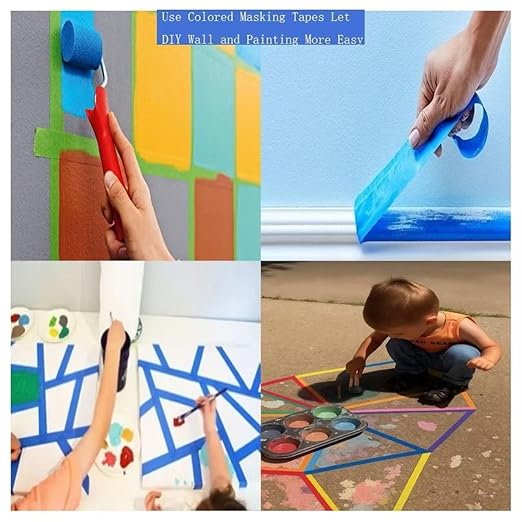 Colored Masking Tape 7-Pack, 1 Inch x 72 Ft (Total 504 Ft) Color Painters Tape Set, Colorful Craft Teacher Tapes Great for Labeling or Coding, Arts&Craft, DIY, Decoration Room, Classroom Supply