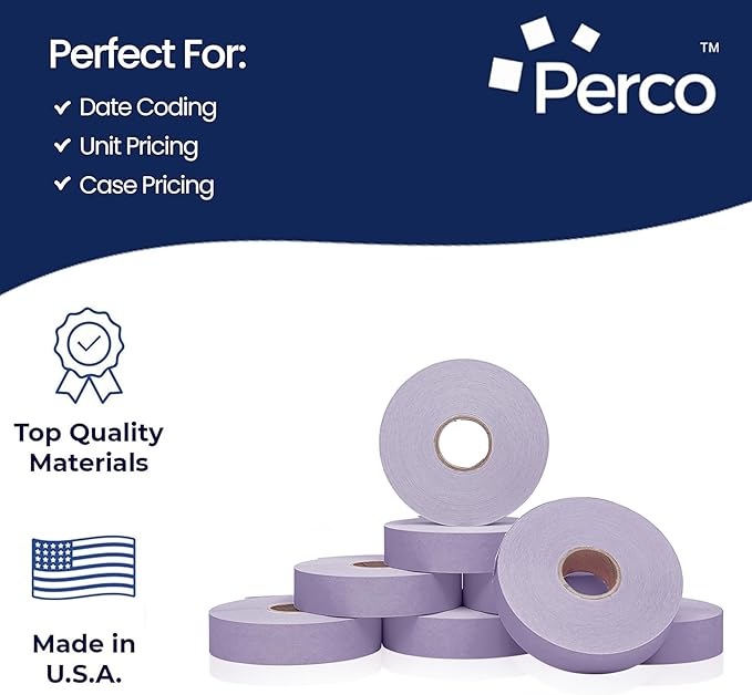 Perco Lavender Pricing Labels for Monarch 1136 - 14,000 Labels, 8 Rolls, Ink Roll Included