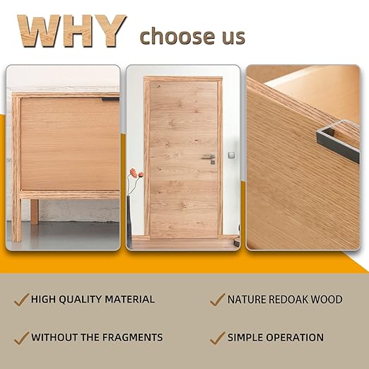 GSCIT Club Oak Wood Veneer, 12 inch x 50ft Wood Red Oak Edge Banding Pre-glued Flexible, Veneer Tape Banding for Cabinet Repair Furniture Restoration