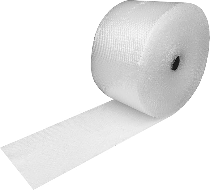 Amazon Basics Bubble Cushioning Wrap Packing Material for Fragile Items, Perforated, 12 inch x 175 ft Long Roll, Small 3/16", Clear